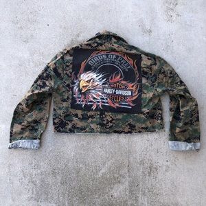 Harley Davidson | Cropped Military Jacket